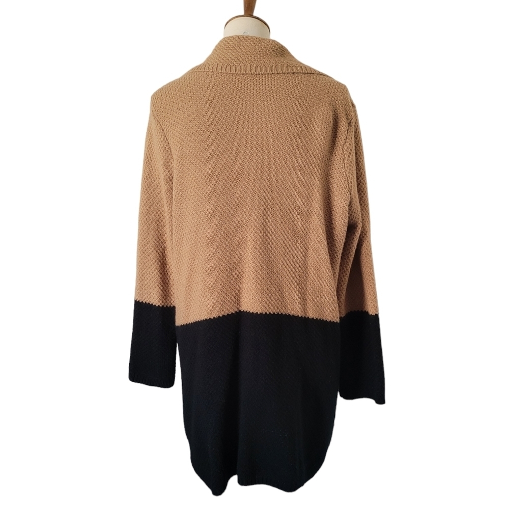 Style & Co. Black And Tan Color Block Midi Cardig… - image 3